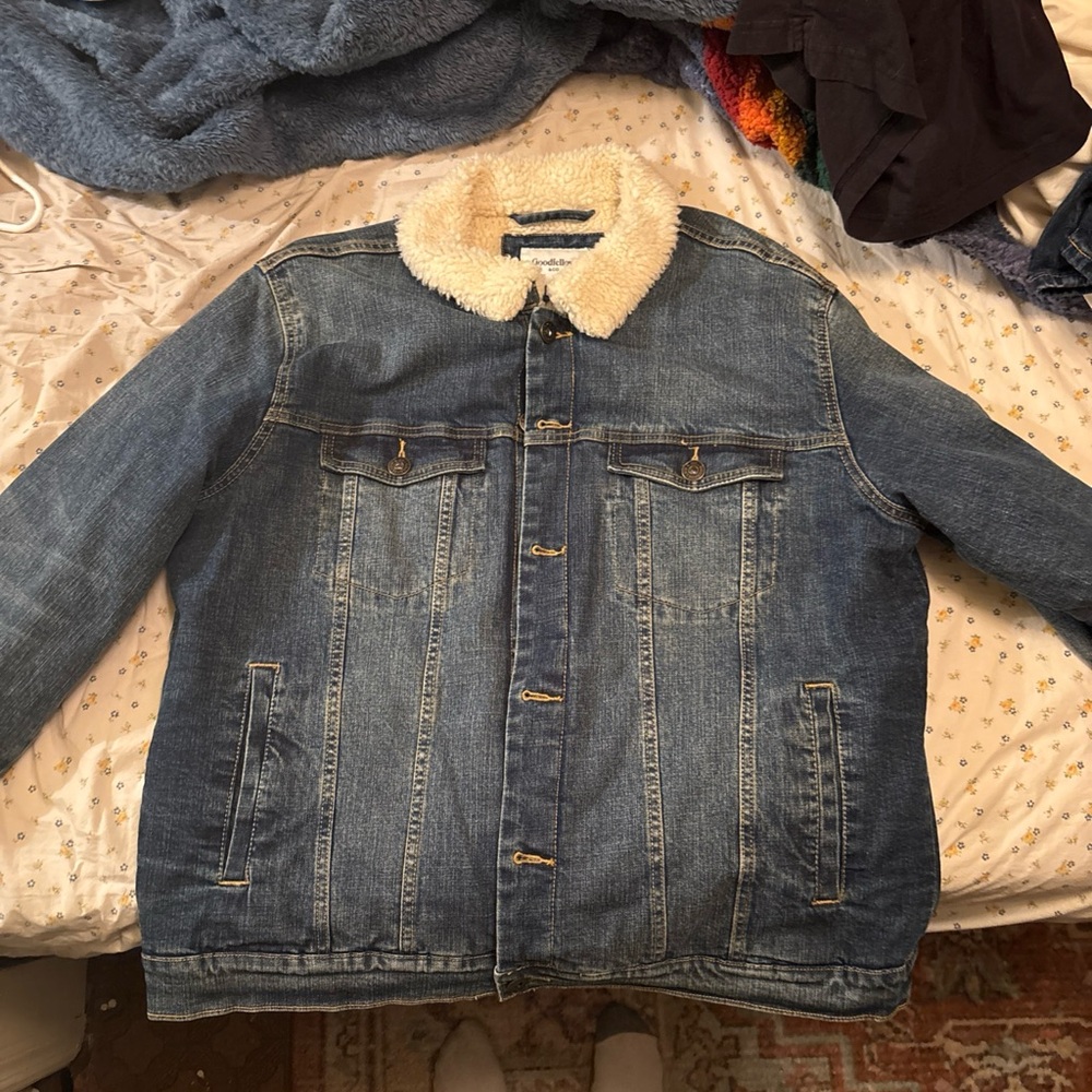 Goodfellow & Co Blue Denim Jacket with Sherpa Collar